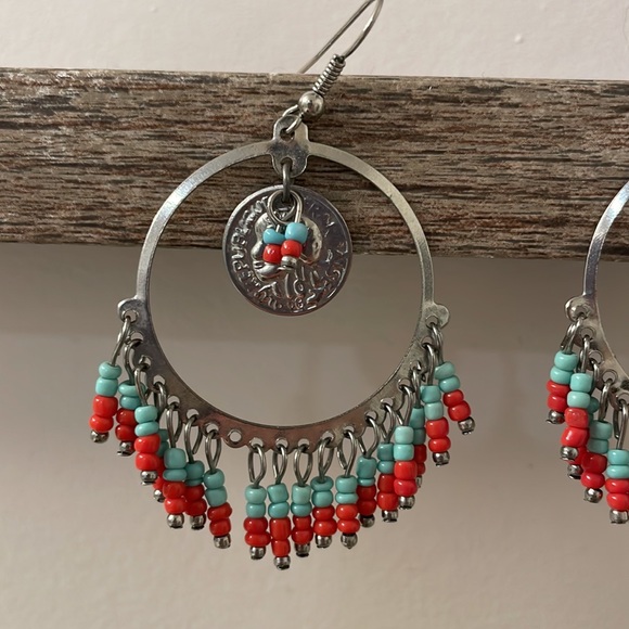 Aztec style bead earrings - Picture 2 of 2